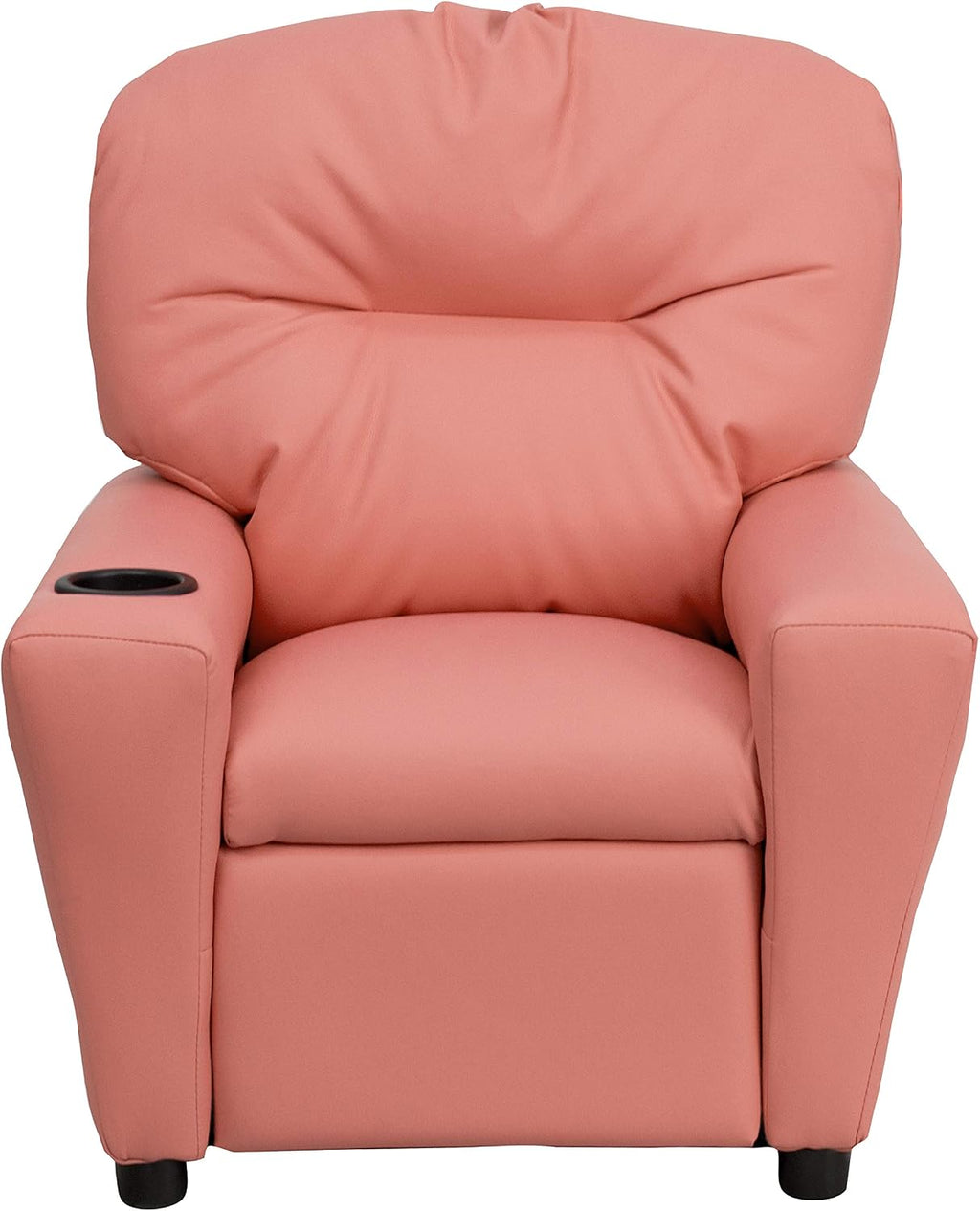 Flash Furniture Chandler Vinyl Kids Recliner with Cup Holder and Safety Recline, Contemporary Reclining Chair for Kids, Supports up to 90 lbs., Pink
