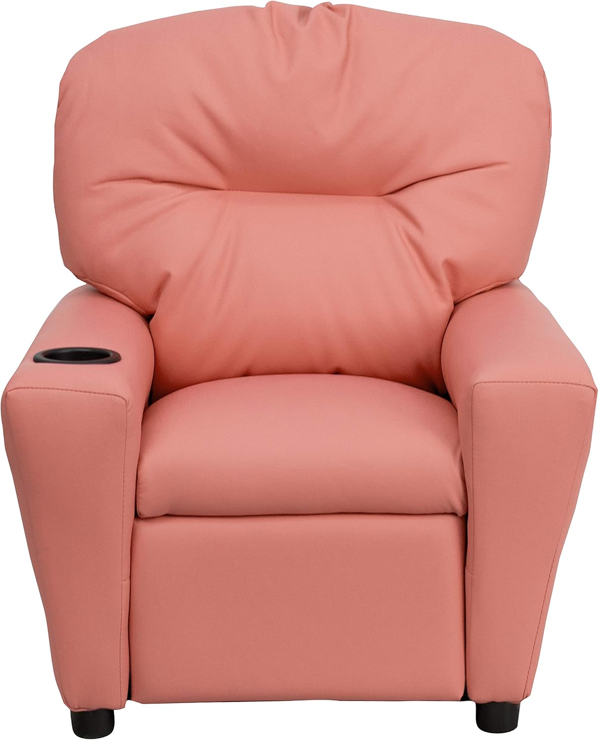 Flash Furniture Chandler Vinyl Kids Recliner with Cup Holder and Safety Recline, Contemporary Reclining Chair for Kids, Supports up to 90 lbs., Pink