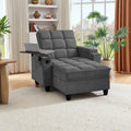 oaaktu Single Modern Comfy Upholstered Chaise Lounge Sofa Chair with Rotating Side Table,Storage,Pillow,USB Charging Ports and Adjustable Backrest Perfect for Living Room, Small Spaces (Dark Gray)