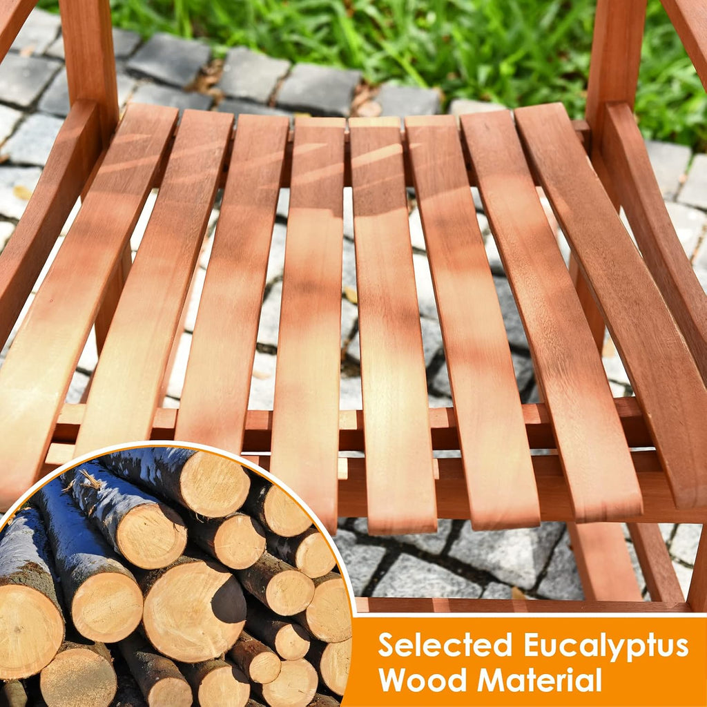 Tangkula Set of 2 Patio Rocking Chair, Indoor Outdoor Wooden Rocker Lounge Chair for Porch Garden Backyard Balcony, Rustic High Back Armchair w/Heavy-Duty 350 LBS Weight Capacity