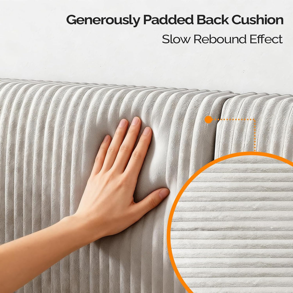 VINGLI Daybed Twin Size Corduroy Upholstered Comfy Sleeper Couch Sofa Bed for Living Room, Movie Room, Bedroom, Beige White
