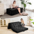 MAXYOYO Folding Sofa Couch Bed, 6 Inch Tri-Fold Floor Sofa Bed, Folding Mattress with Handles, Soft Faux Fur Folding Bed with Supportive Foam Filling, Portable Couch for Living Room, Full, Black