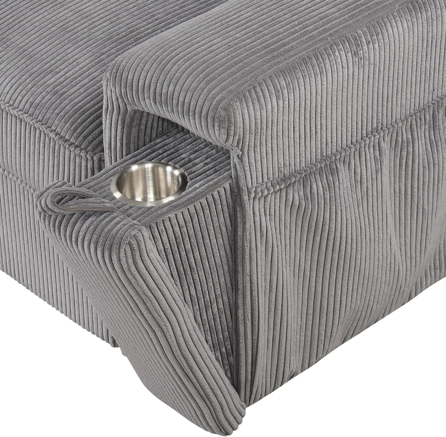 LUMISOL 96' Convertible Sectional Sofa with Pull Out Bed, Corduroy L-Shaped Sofa Bed with Storage Chaise, Sectional Sleeper Sofa with Cup Holders & Pockets for Living Room, Gray