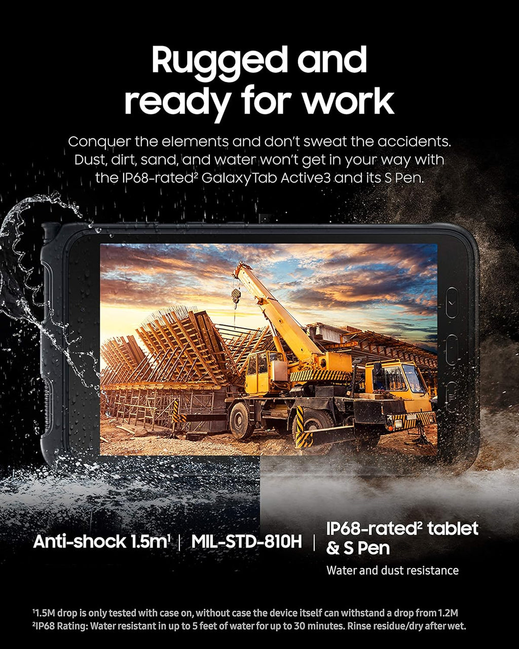 Samsung Galaxy Tab Active3 Enterprise Edition 8' Rugged Multi Purpose Tablet |64GB & WiFi & LTE (Unlocked) | Biometric Security (SM-T577UZKDN14), Black (Renewed)