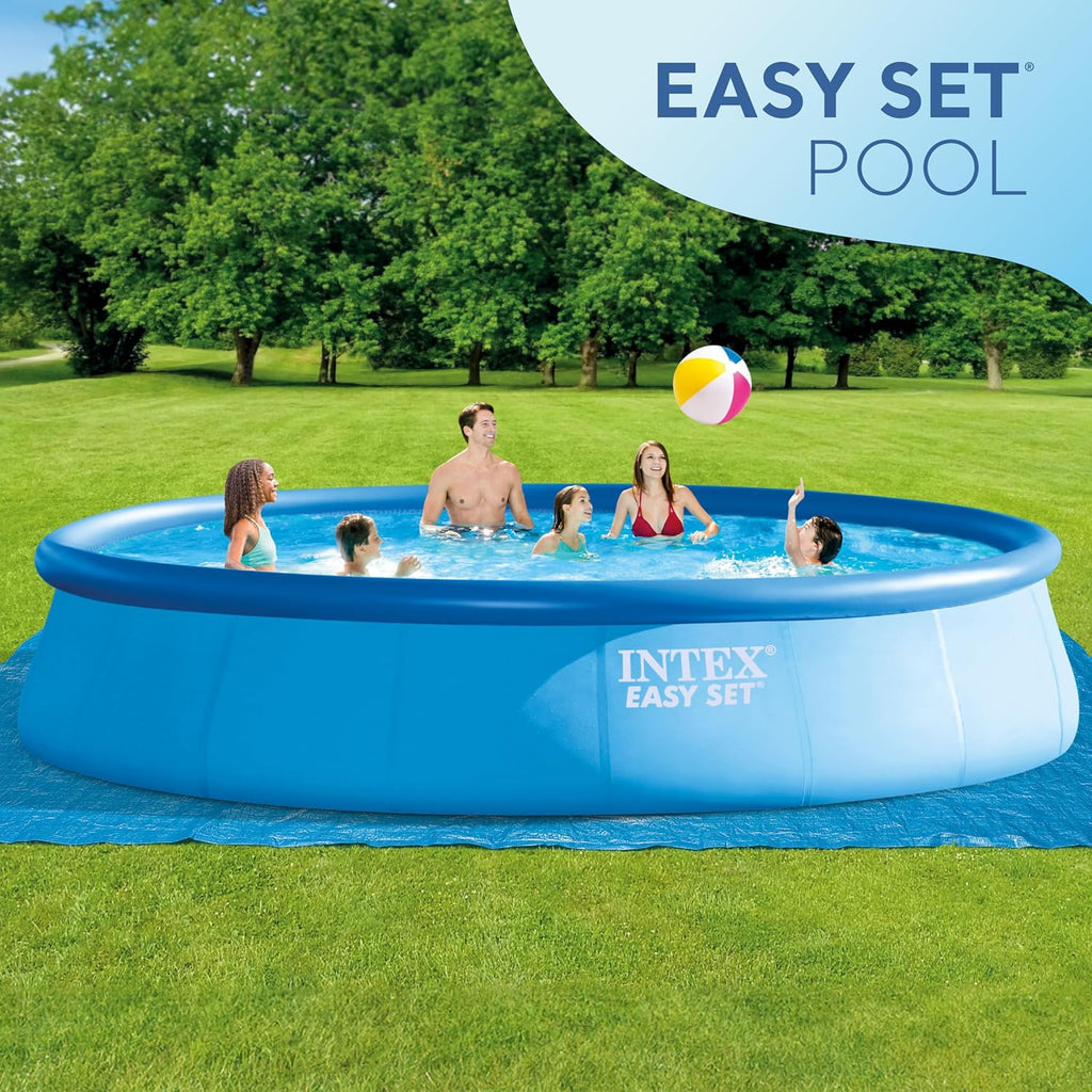 INTEX 28157EH Easy Set Inflatable Swimming Pool Set: 15ft x 33in – Includes 530 GPH Cartridge Filter Pump – Puncture-Resistant Material – 2587 Gallon Capacity – 26in Water Depth