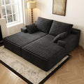 80' Oversized Double Lounge Chaise,Cloud Plush Sofa Bed,Upholstered Boneless Cloud Sofa Deep Seat,No Assembly Required,Modern Corduroy Sleeper Loveseat Chair for Living Room Bedroom Reading,Black