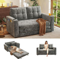 55' Convertible Folding Sofa Bed, Pull Out Couch Love Seat Sleeper Bed, Small Fold Out Loveseat sleeper with Cup Holder and Pillow for Small Space, Bedroom Lounge, Dorm, Living Room(Grey Chenille)