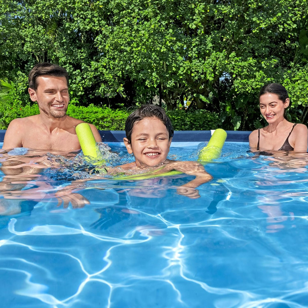 Bestway Steel Pro 9 Feet 10 Inch x 6 Feet 7 Inch x 26 Inch Rectangle Above Ground 872 Gallon Pool Set with DuraPlus Liner and FrameLink System