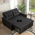 GOSUHI 52' Sleeper Sofa with Pull-Out Bed, 3-in-1 Convertible Sofa Bed, Set of Loveseat with Stepless Adjustable Backrest and Side Pocket, for Living Room Dorm Apartment, Linen, Black