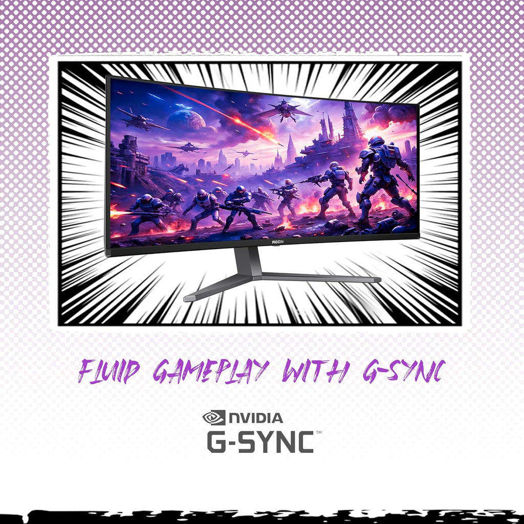 AOC Agon PRO AG346UCD 34'' Ultra Wide Curved QD OLED Gaming Monitor, 21:9 WQHD 3440x1440, 175Hz 0.03ms, G-Sync Compatible, HDR 400 True Black, USB 3.2, Height Adjustable, Console Gaming Ready