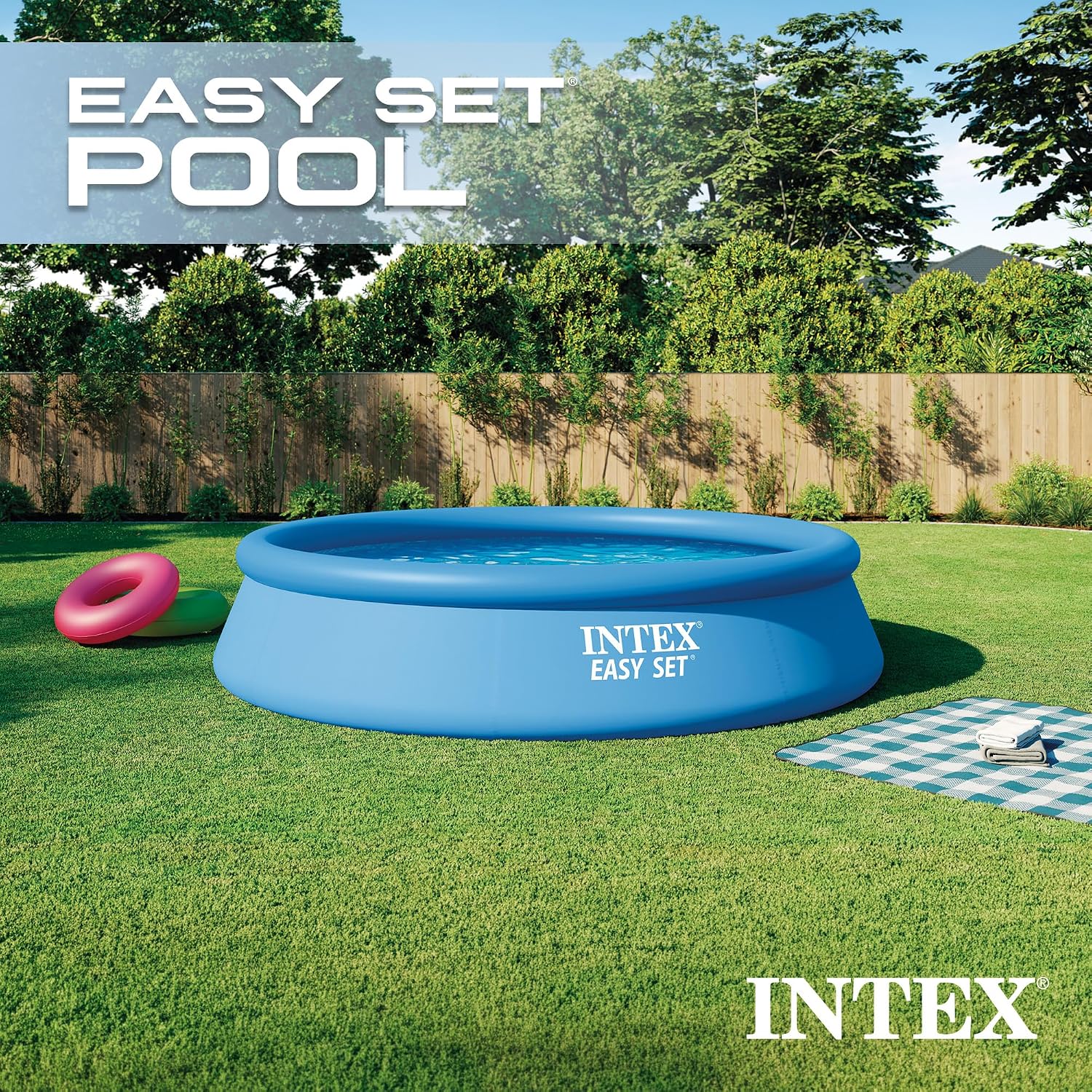 Intex Easy Set 13 ft x 33in Above Ground Pool Set, Round Inflatable Swimming Pool with 530 GPH Cartridge Filter Pump and Type A Cartridge