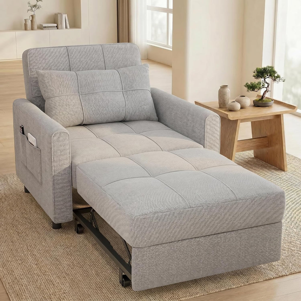 Gizoon Sofa Bed Chair 3 in 1 Convertible, Pullout Single Sleeper Chair Bed with Adjustable Backrest, Spacious Multifunctional Sofa Couches for Living Room, Bedroom, Apartment