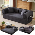 81 Inch Convertible Futon Sofa Bed,Fold Out Floor Sofa Couch with Fixed-Shape Frame,Corduroy Foldable Mattress Pull-Out Couches for Living Room (Dark Grey)