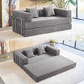 Compression Sofa - 78''Convertible Floor Sofa Bed - with Pillow Back Support Armrest - Comfy Foldable Sofa Bed Compressed Sofa in Box - Corduroy Fabric - for Living Room Bedroom - Silver