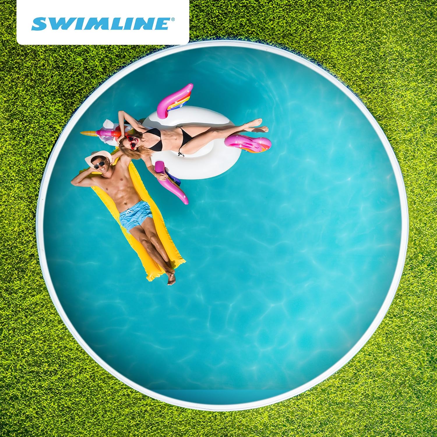 Swimline LI214820 21 Foot Solid Blue Round Above Ground Swimming Pool Overlap Liner 20 Gauge Vinyl Liner for 48 to 52 Foot Pool Walls