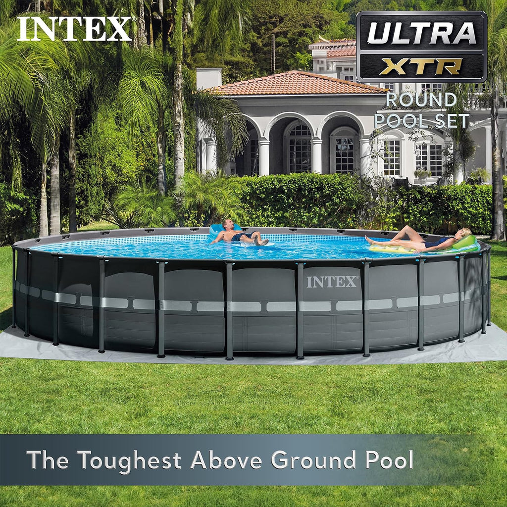 INTEX Ultra XTR 18 ft x 52 in Above Ground Pool Set, Round Swimming Pool with Steel Frame, 2100 GPH Sand Filter Pump, Ladder, Cover, & Ground Cloth