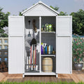 GDFStudio 67' Fir Wood Storage Shed 2 Doors Design Outdoor Tool Storage House Cabinet with Sloped Roof & 4 Interior Compartments for Garden Patio Backyard, White