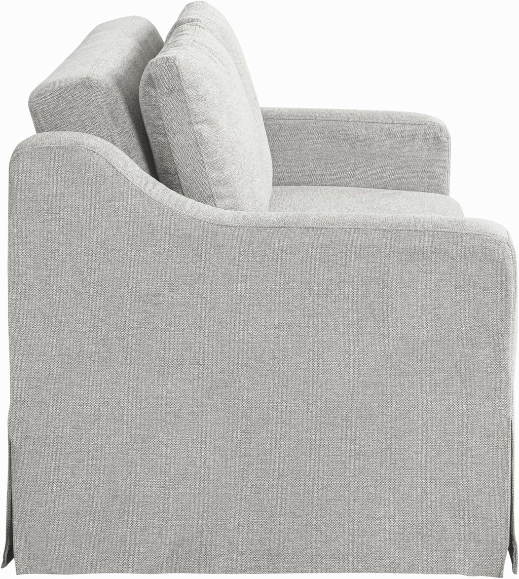 Serta Hawthorne 66.1' Slipcovered Convertible Sleeper Loveseat, Full Size, Dreamcoil Comfort, FingerGuard Pinch Point Protection, Polyester Tweed Fabric, Linen