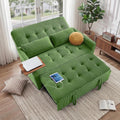 Sleeper Sofa Bed, 54'' Convertible Pull Out Couch with Small Table| USB Port | Stand Table| Corduroy Fabric | Adjustable Backrest for Apartment, Office, Bedroom, Guest Room(Green)