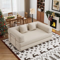 4-in-1 Foldable Sofa Bed Teddy Fabric Foam-Filled Compressed Couch, Beds Queen Size Convertible Sofa Couch Loveseat , Boneless Folding Sleeper for Living Room, Guest Bed, Playroom (Beige, 59' 2 Seat)