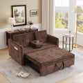 57.48' Convertible Sofa Bed with Cup Holder, Pull Out Sleeper Sofa Bed with USB Charging Ports, 3 in 1 Convertible Sleeper Sofa Bed for Living Room, Apartment, Bedroom, RV, Brown