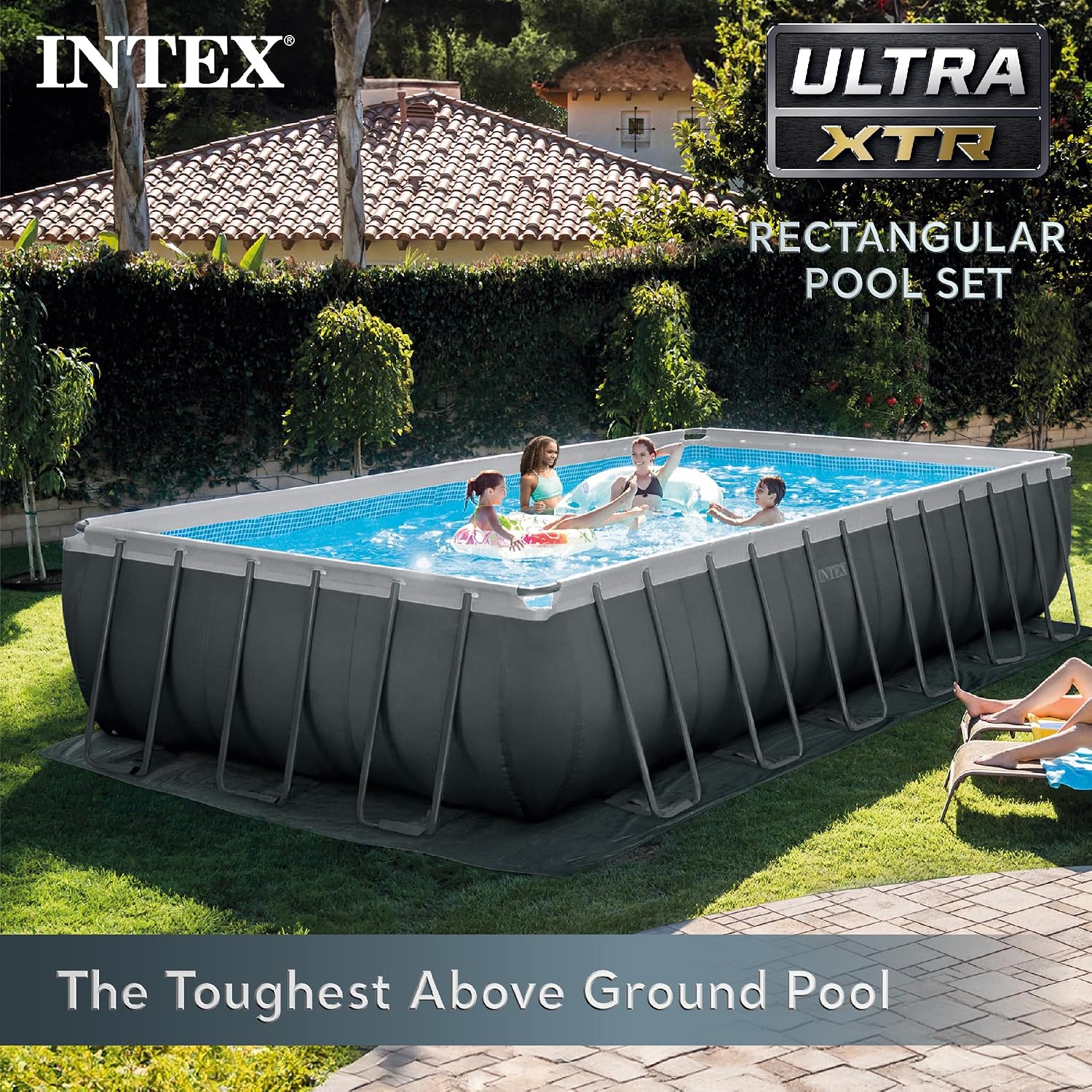 INTEX 26363EH Ultra XTR 24ft x 12ft x 52in Above Ground Swimming Pool Set with Sand Filter Pump and Protective Pool Canopy