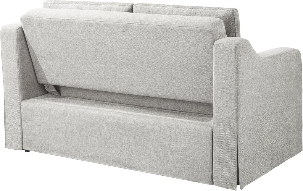 Serta Hawthorne 66.1' Slipcovered Convertible Sleeper Loveseat, Full Size, Dreamcoil Comfort, FingerGuard Pinch Point Protection, Polyester Tweed Fabric, Linen