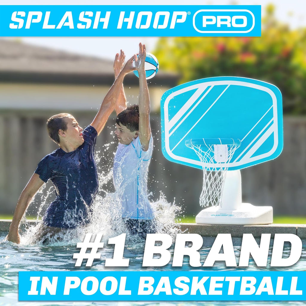 GoSports Splash Hoop PRO - Choose Your Color - Swimming Pool Basketball Game, Includes Poolside Water Basketball Hoop, 2 Balls and Pump