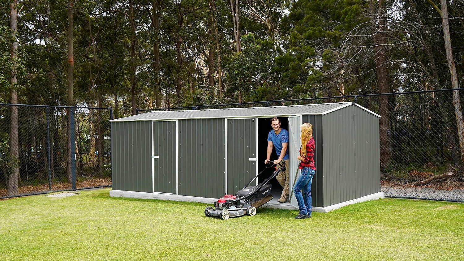 Absco Workshop 20 Ft. x 10 Ft. Metal Storage Shed DIY Galvanized Steel Sheds for Lawn Mower, Equipment, Workbench, Tools, Garden in The Yard, Garden, Patio, Outdoor Storage (Woodland Gray)