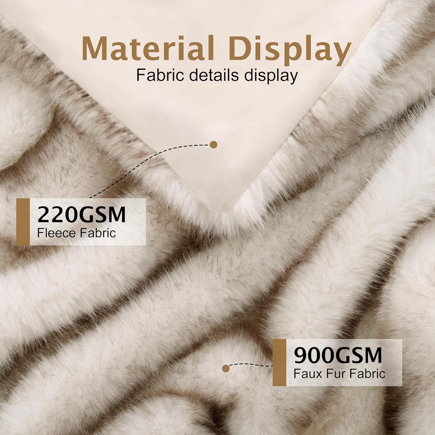 Touchat Luxury 1000GSM Faux Fur Queen Blanket, Super Thick Warm Cozy Heavy Blankets for Couch Bed Sofa, Plush Fuzzy Elegant Winter Reversible Mink Blanket for Living Room Bedroom,Taupe