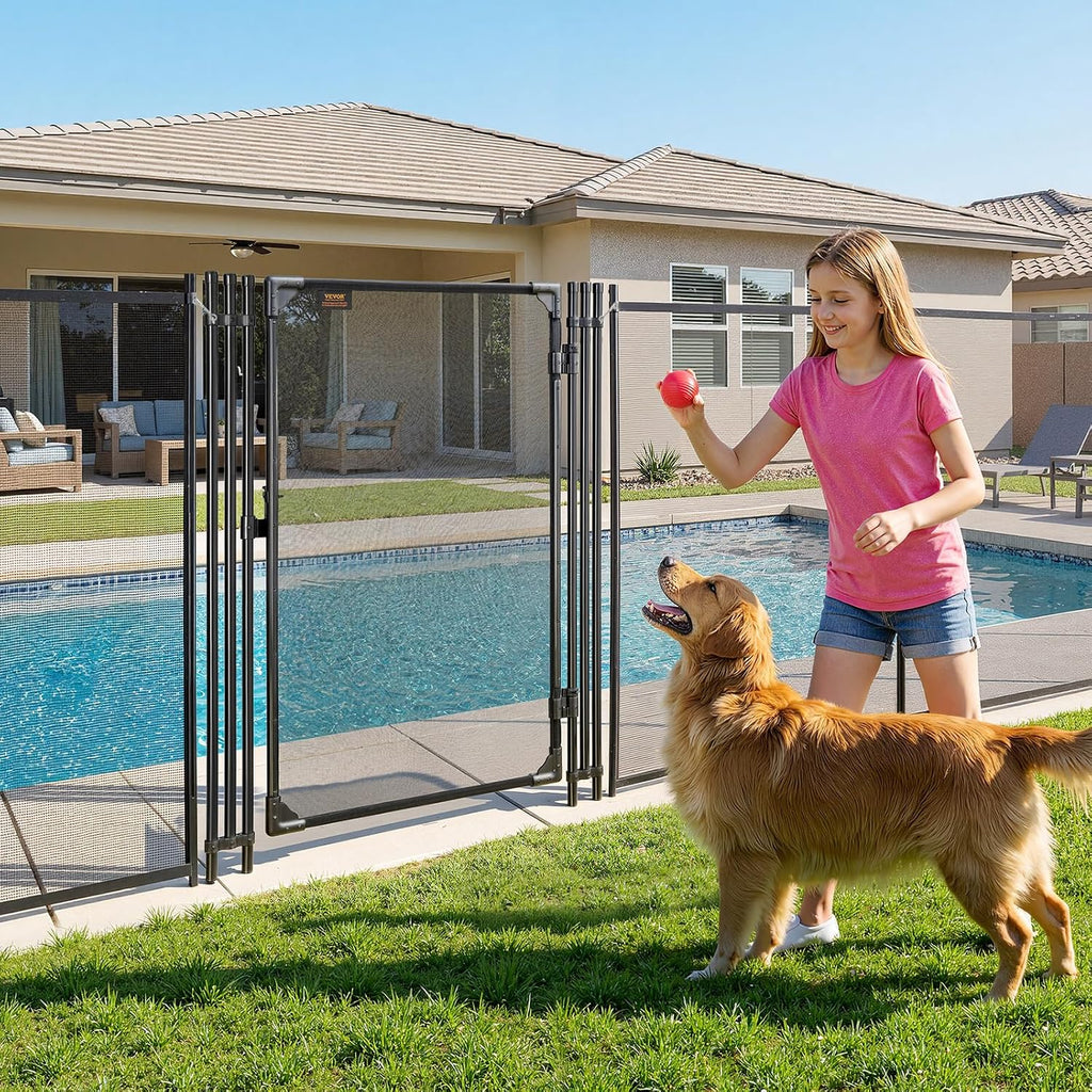 VEVOR Pool Fence, 4 x 2.5 FT Pool Gate for Inground Pools, Pool Safety Fence Gate Kit with Stainless Steel Latch, Removable Child Safety Pool Fencing, Black, 4FTx2.5FT