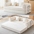 Convertible Folding Couch, 5-in-1 Futon Sofa with Armrests, Convertible Sleeper Sofa Bed Comfy Fold Out Bed for Living Room, Bedroom,Guest, Office, No Assembly Sofa for Small Spaces(Beige White)