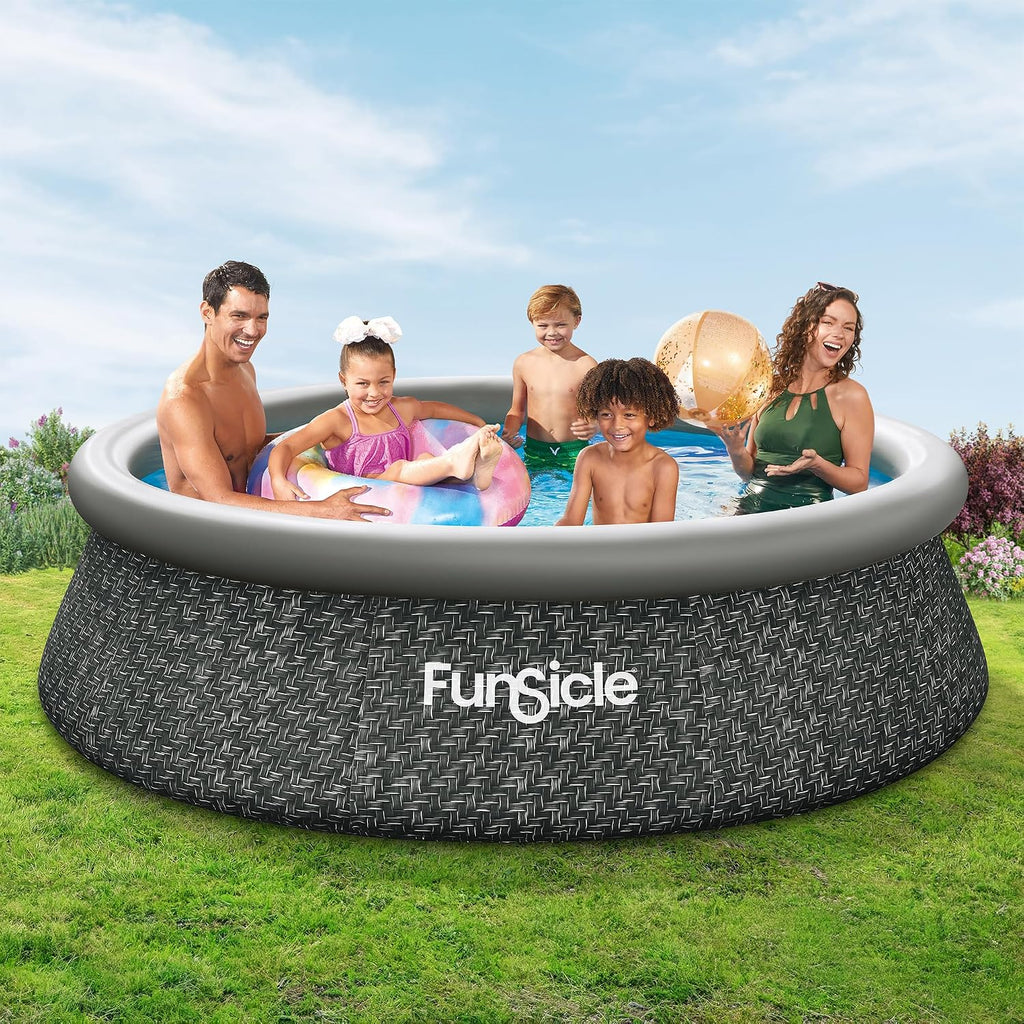 Funsicle Quickset Designer 10ft x 30in Round Inflatable Above Ground Swimming Pool with Filter Pump – Easy Setup with Top Ring Design