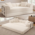Cloud Boneless Convertible Floor Sofa Bed, 70' 5-in-1 Foldable Compressed Loveseat Lounge Sleeper 2 Seater Couches, High-Density Sponge & Corduroy Fabric Futon Daybed for Living Room Bedroom(Beige)