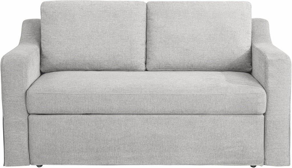 Serta Hawthorne 66.1' Slipcovered Convertible Sleeper Loveseat, Full Size, Dreamcoil Comfort, FingerGuard Pinch Point Protection, Polyester Tweed Fabric, Linen