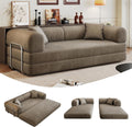 79' Convertible Sofa Bed, Corduroy Folding Pull Out Couch with Pillows, No Assembly Modern Boneless Couch Compression Sofa in Box, Floor Sofa with Support Rods for Living Room,Camel