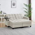 70.9' Chaise Lounge Chair Indoor, Oversized Boucle Upholstered Sofa Bed, Adjustable Backrest Deep Seat Reading Chair, Sofas Couches for Living Room with Storage, Cup Holders & 360° Swivel Side Table
