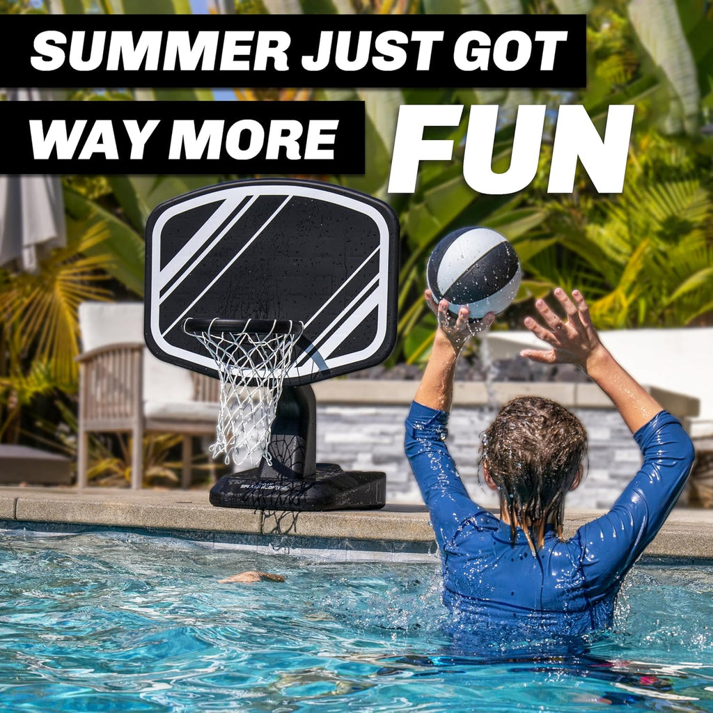 GoSports Splash Hoop PRO - Choose Your Color - Swimming Pool Basketball Game, Includes Poolside Water Basketball Hoop, 2 Balls and Pump