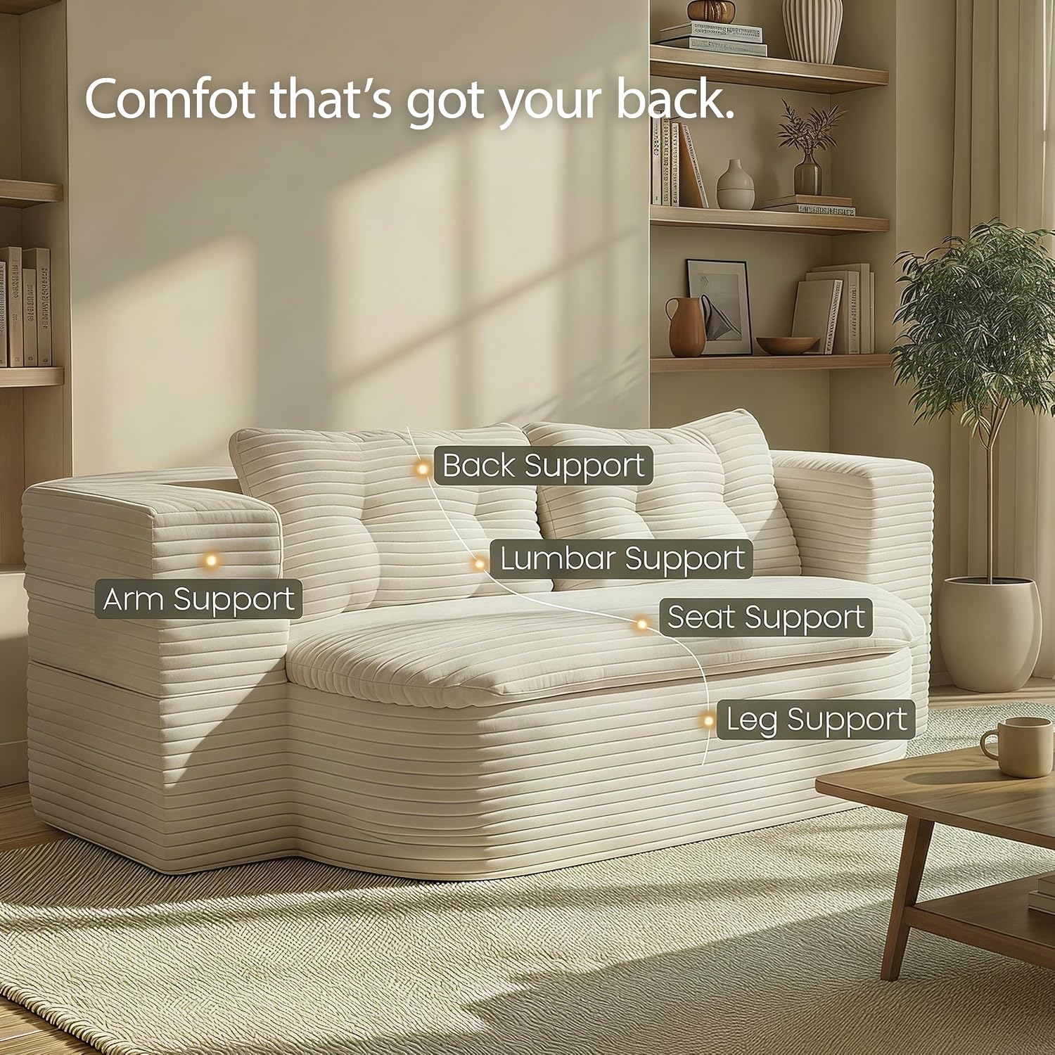 78.7-inch Folding futon Sofa Bed, Full-Size Convertible Sleeper Couch Bed, Memory Sponge Double Sofa with Comfortable Mattress, Suitable for Living Room and Guest Room (beige, 78.7 inches)