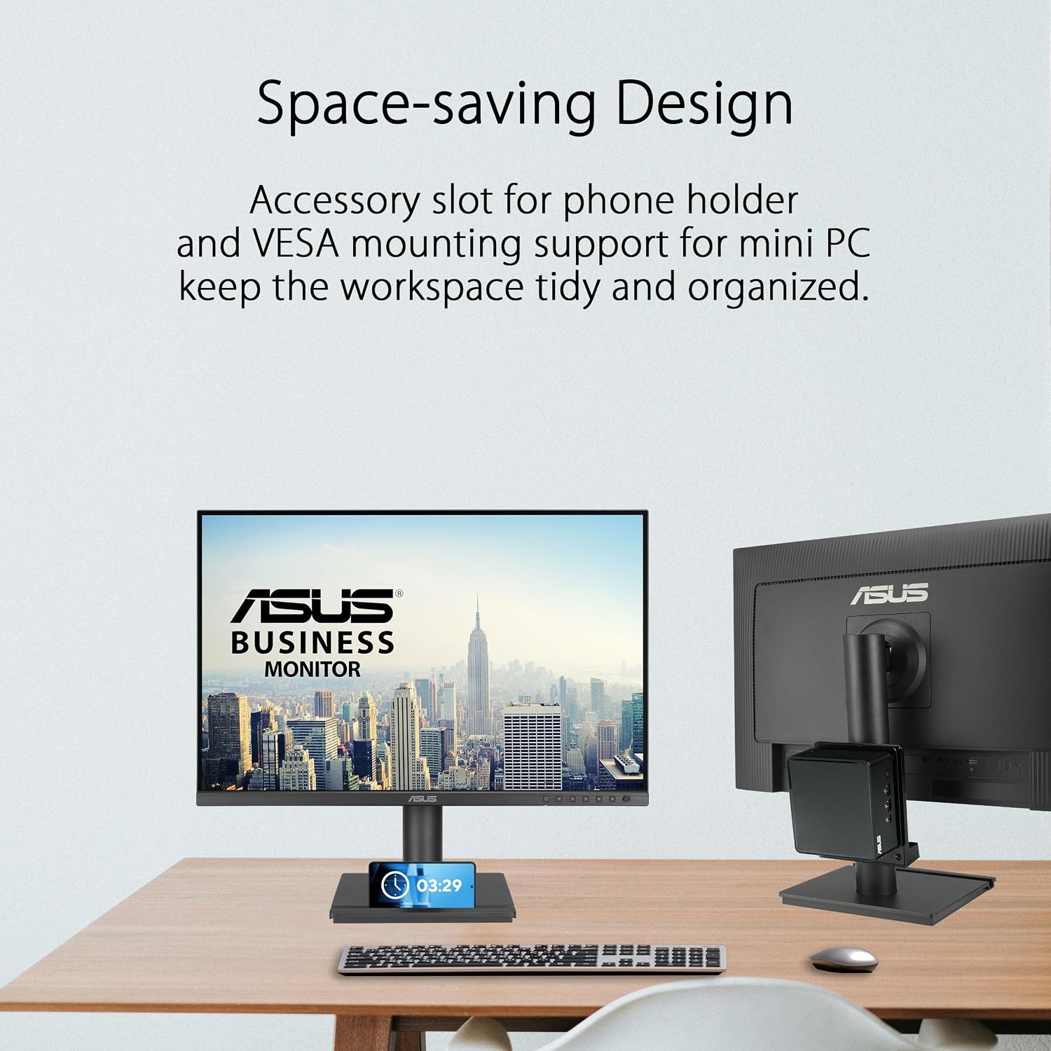 ASUS 24' Docking Monitor (BE248CFN) – WUXGA (1920x1200), IPS, 100Hz, Frameless, USB-C Docking, RJ45, Speakers, Height Adjustable, HDMI, Daisy-Chain, Eye Care, Wall Mountable, 3 yr Warranty
