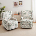 Lumibee Swivel Rocker Recliner Chairs, Set of 2 Printed Fabric Swivel Glider Rocking Chair with High Back, Upholstered Deep Seat Wingback Recliner Chair for Living Room Bedroom, Bird