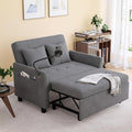 Sleeper Sofa Bed, 3 in 1 Convertible Sleeper Couch Bed Pull Out, Small Loveseat Sofa, Futon Sofa Bed, 46' Velvet Love Seat with Pillow and Phone Holder for Living Room, Grey