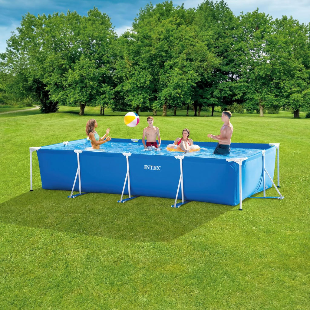 INTEX Rectangular Frame 14 ft 9 in x 7 ft 3 in x 33 in Above Ground Pool, Swimming Pool with Steel Frame, Pump Not Included