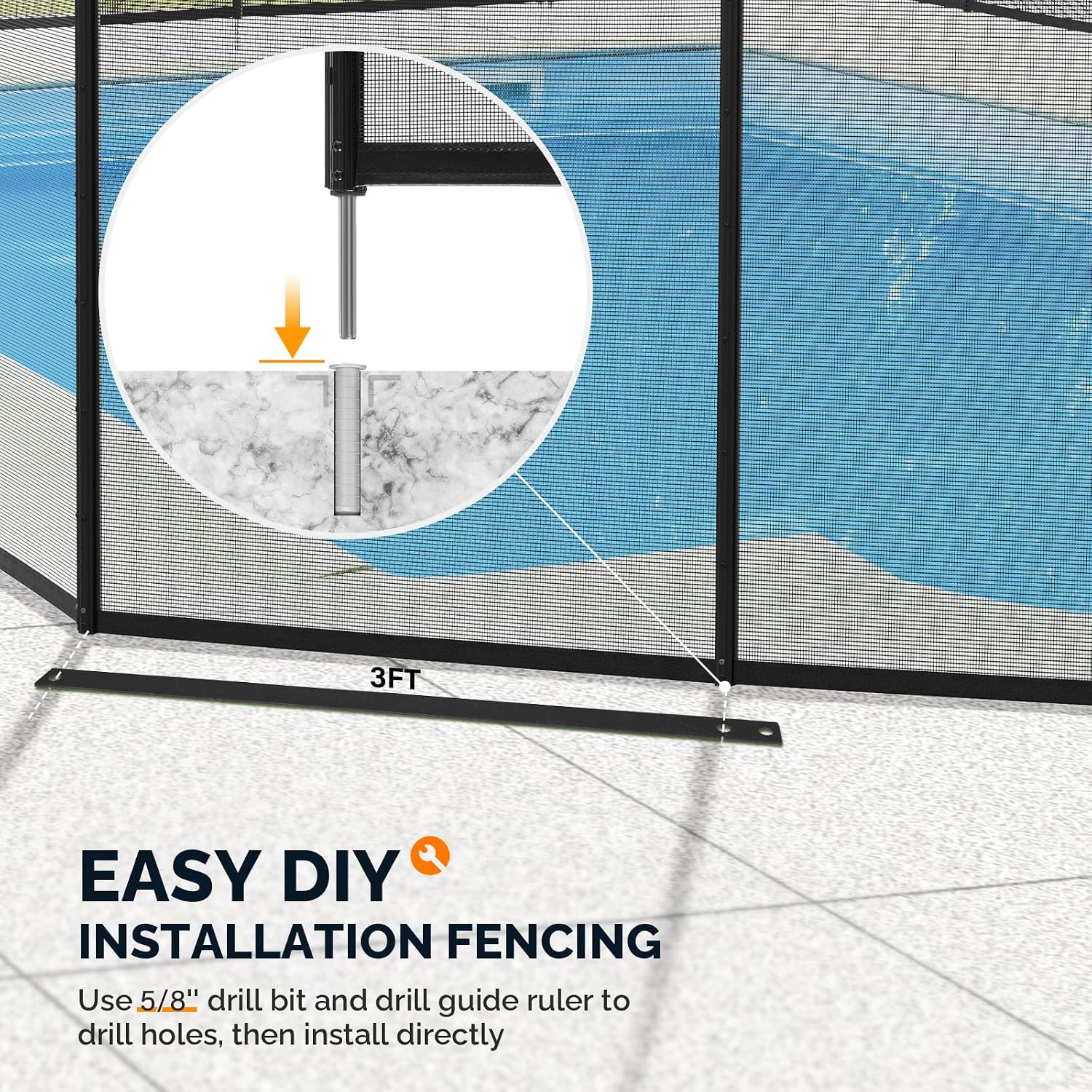 VINGLI Swimming Pool Fence 4Ft x 108Ft, Ground Safety Fencing, Black