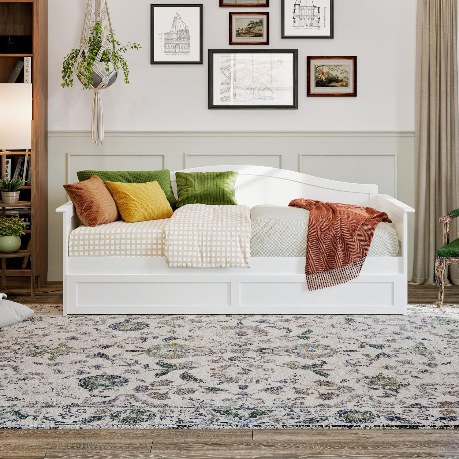 AFI, Acadia Twin Size Wood Daybed Frame with Twin Trundle, White
