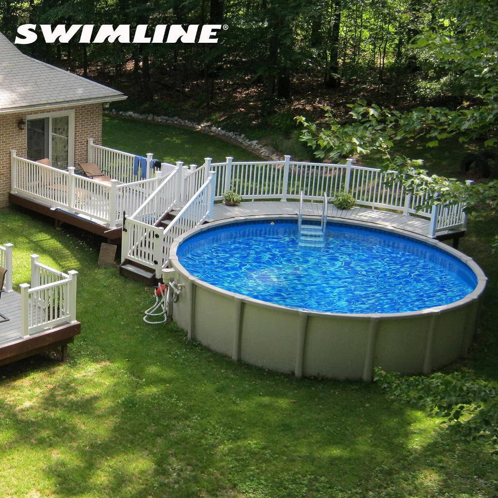 Swimline 24 Feet Round Overlap Above Ground Pool Liner Standard Gauge with Swirl Bottom Design and LamiClear Protection Against Fading, Blue