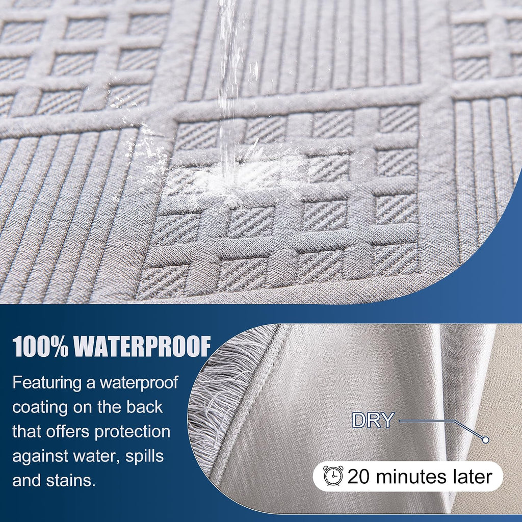 Waterproof L Shaped Sectional Couch Covers Blanket 2 Piece Sectional Sofa Cover Washable L Shape Sofa Slipcover Jacquard Quilted Furniture Protector for Dogs Pets Cats (X-Large, Ash Gray)
