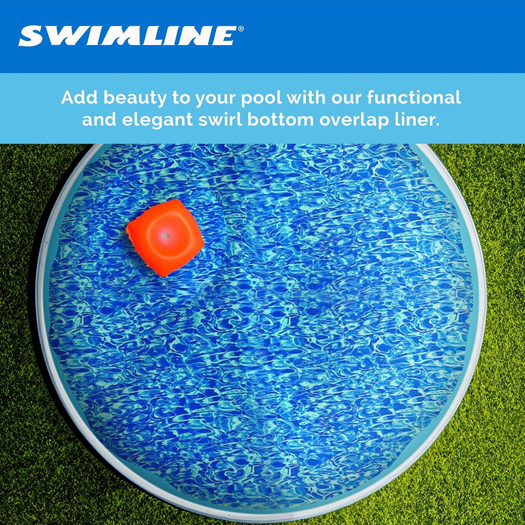 Swimline 24 Feet Round Overlap Above Ground Pool Liner Standard Gauge with Swirl Bottom Design and LamiClear Protection Against Fading, Blue
