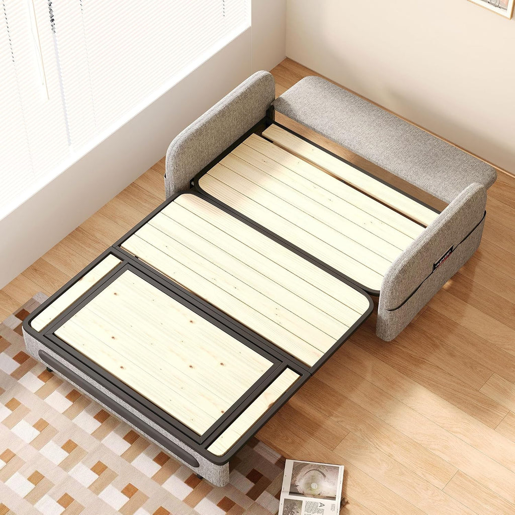 Extendable Sofa Bed zioSofa with Sleeping Function and Storage Space, Sofa Bed for Small Rooms and Living Rooms, Dark Grey and White (61.61'Gray)
