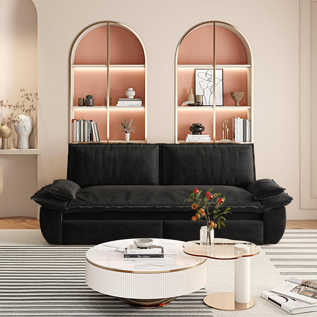 73.2' Oversized Convertible Loveseat Sleeper Sofa Bed for Living Room Queen Size Pull Out Sofabed, 3 in 1 Cloud Upholstered Pullout Lounge Sofa Couch with Pillow-top Armrest
